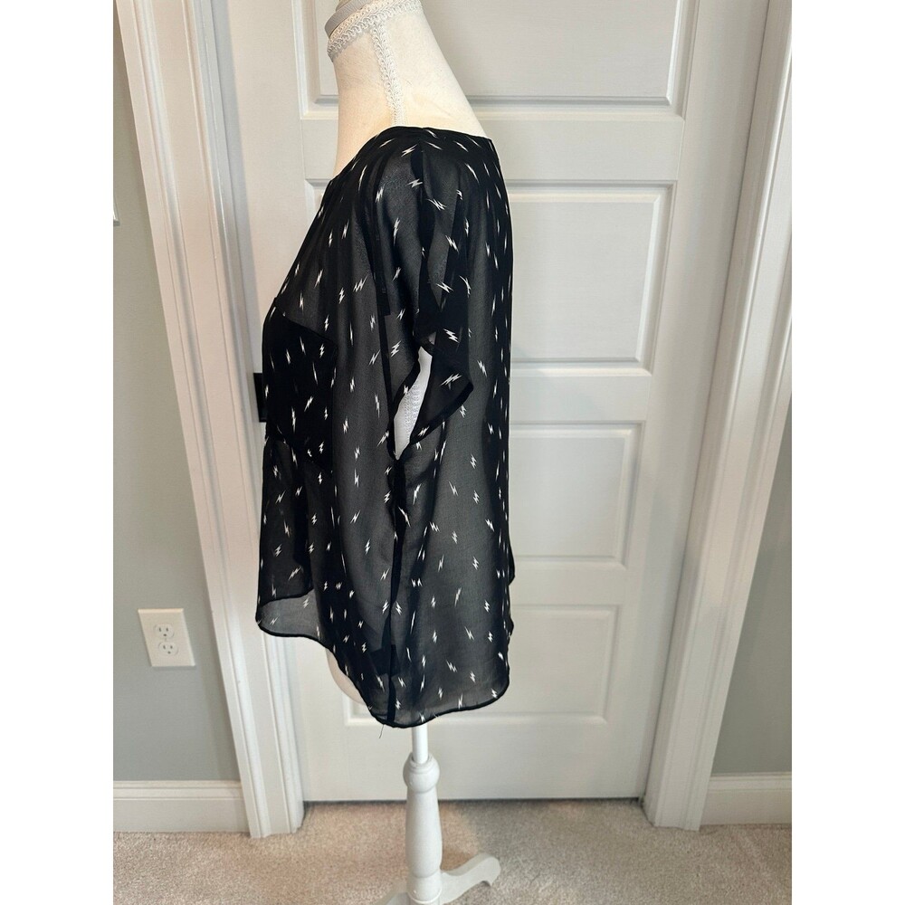 Forever 21 sheer crop top blouse with lightening bolts SMALL - Picture 3 of 7